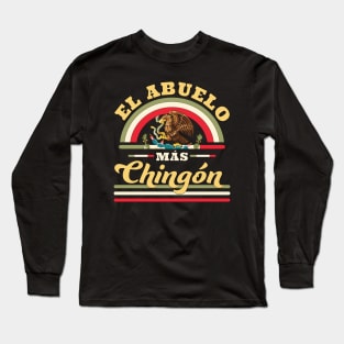 El Abuelo Mas Chingon Funny Mexican Flag Cool Grandpa Long Sleeve T-Shirt